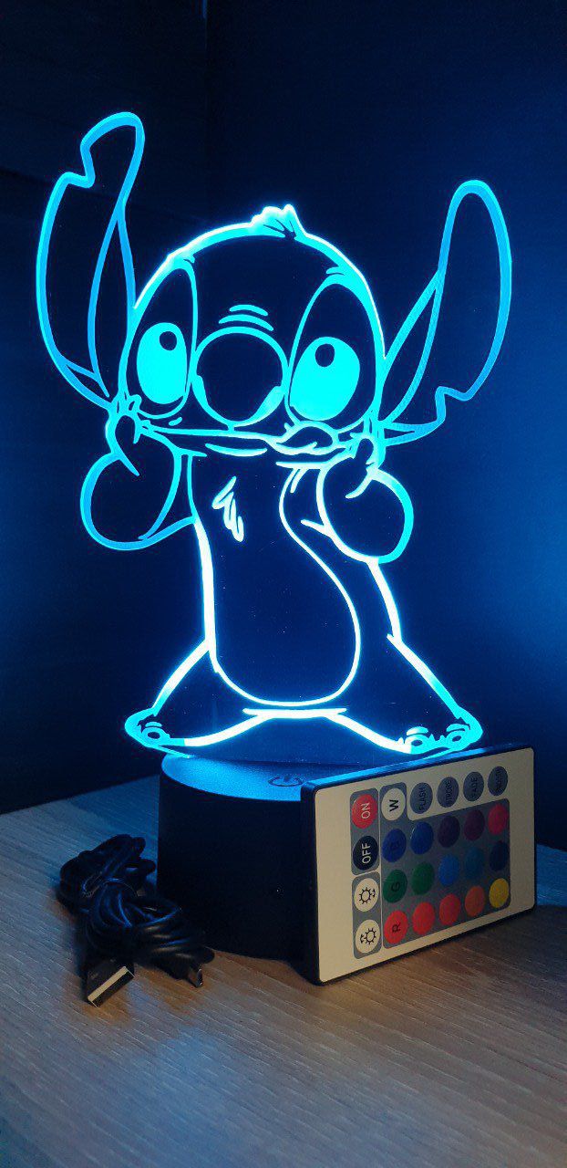 Lampe led 3D Stitch Tire langue, veilleuse, chevet, déco, dessin animé