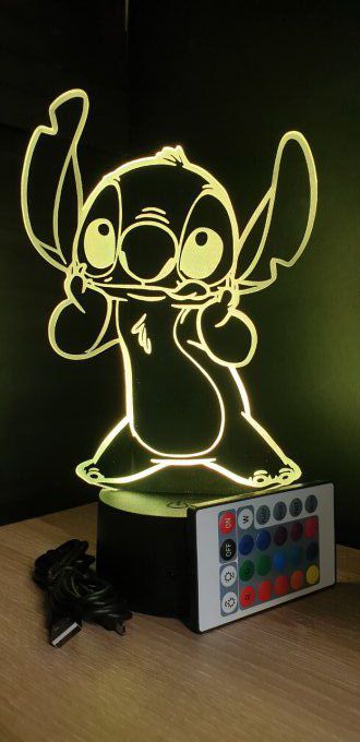 Lampe led 3D Stitch Tire langue, veilleuse, chevet, déco, dessin animé