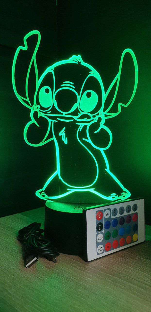 Stitch Lampe, 3D LED veilleuse, anime Stitch 16 couleurs lampe de