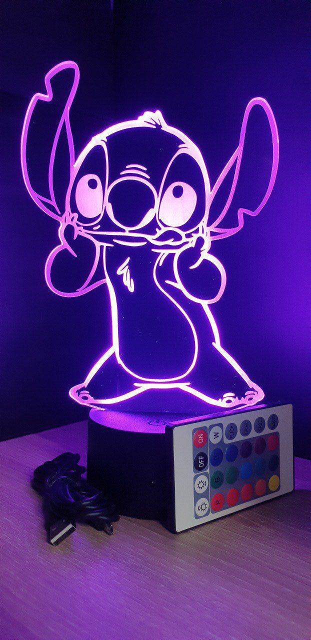 Stitch Lampe 3D Manga Veilleuse LED, Stitch Lampe de Chevet Veilleuse 16  Couleurs