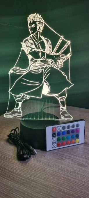 Lampe led 3D Roronoa Zoro, red, sabreur, One Piece, manga, veilleuse