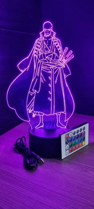 Lampe led 3D Roronoa Zoro, red, sabreur, One Piece, manga, veilleuse