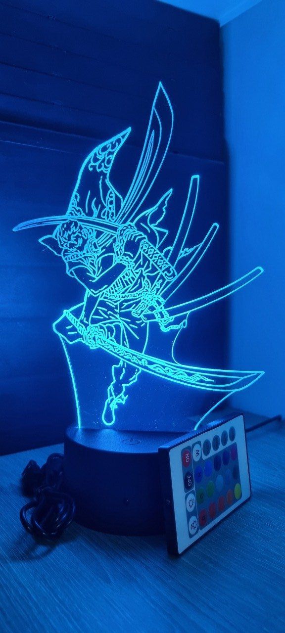 Lampe led 3D Zorro, One Piece, manga ,veilleuse, idée cadeau, dessin animé , déco, illusion, chevet