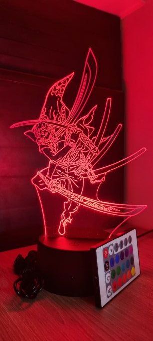 Lampe led 3D Zorro, One Piece, manga ,veilleuse, idée cadeau, dessin animé , déco, illusion, chevet