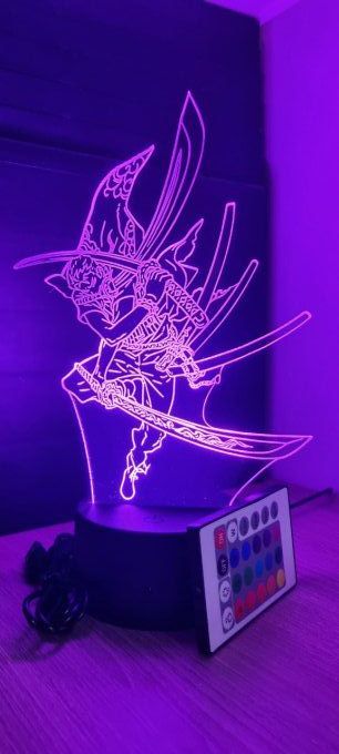 Lampe led 3D Zorro, One Piece, manga ,veilleuse, idée cadeau, dessin animé , déco, illusion, chevet