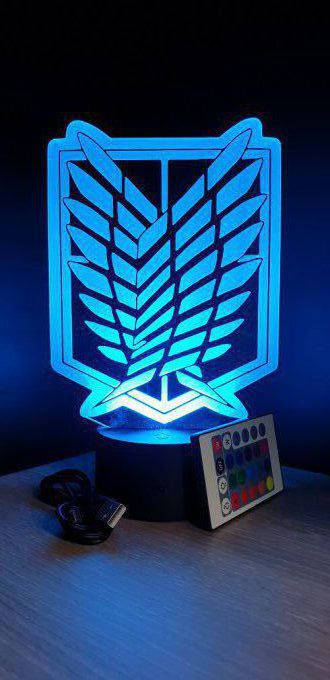 Lampe led 3D Bataillon D'exploration, Attaque des Titans, manga, SNK