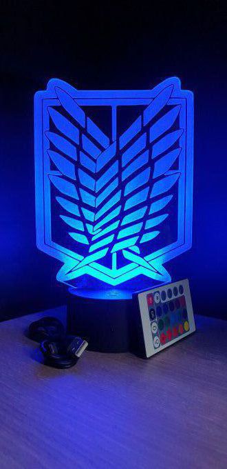 Lampe led 3D Bataillon D'exploration, Attaque des Titans, manga, SNK