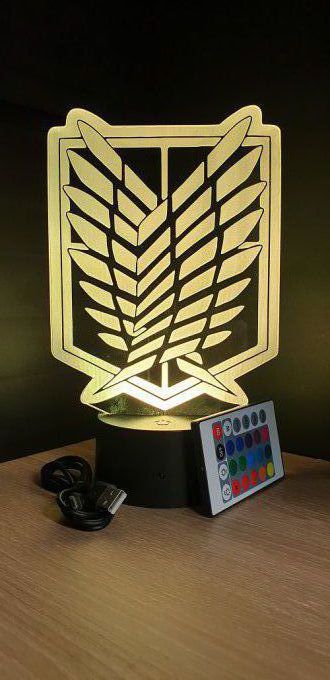 Lampe led 3D Bataillon D'exploration, Attaque des Titans, manga, SNK