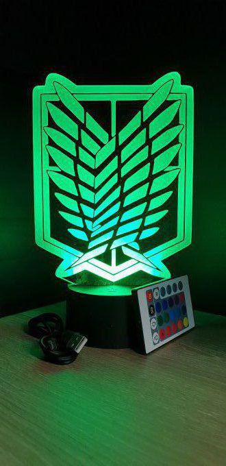 Lampe led 3D Bataillon D'exploration, Attaque des Titans, manga, SNK