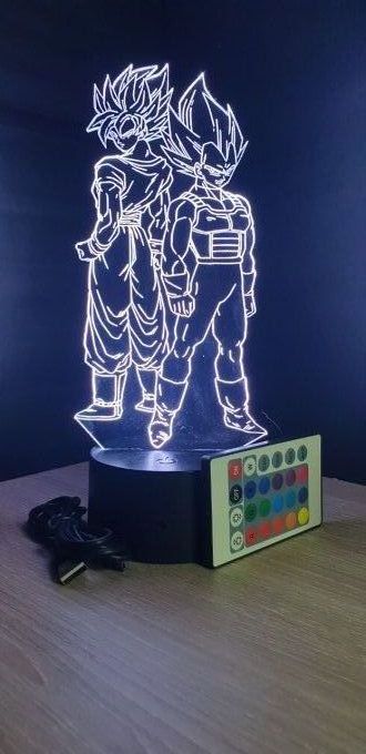 Lampe led 3D Goku Vegeta , Dragon Ball, manga, veilleuse, idée cadeau, dessin animé, déco, illusion