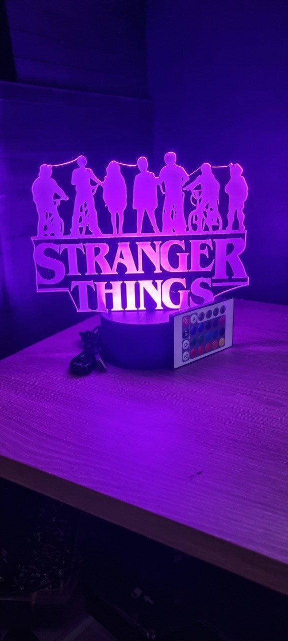 Lampe led 3D Logo Stranger Things, serie, héros, veilleuse, déco, chambre, illusion